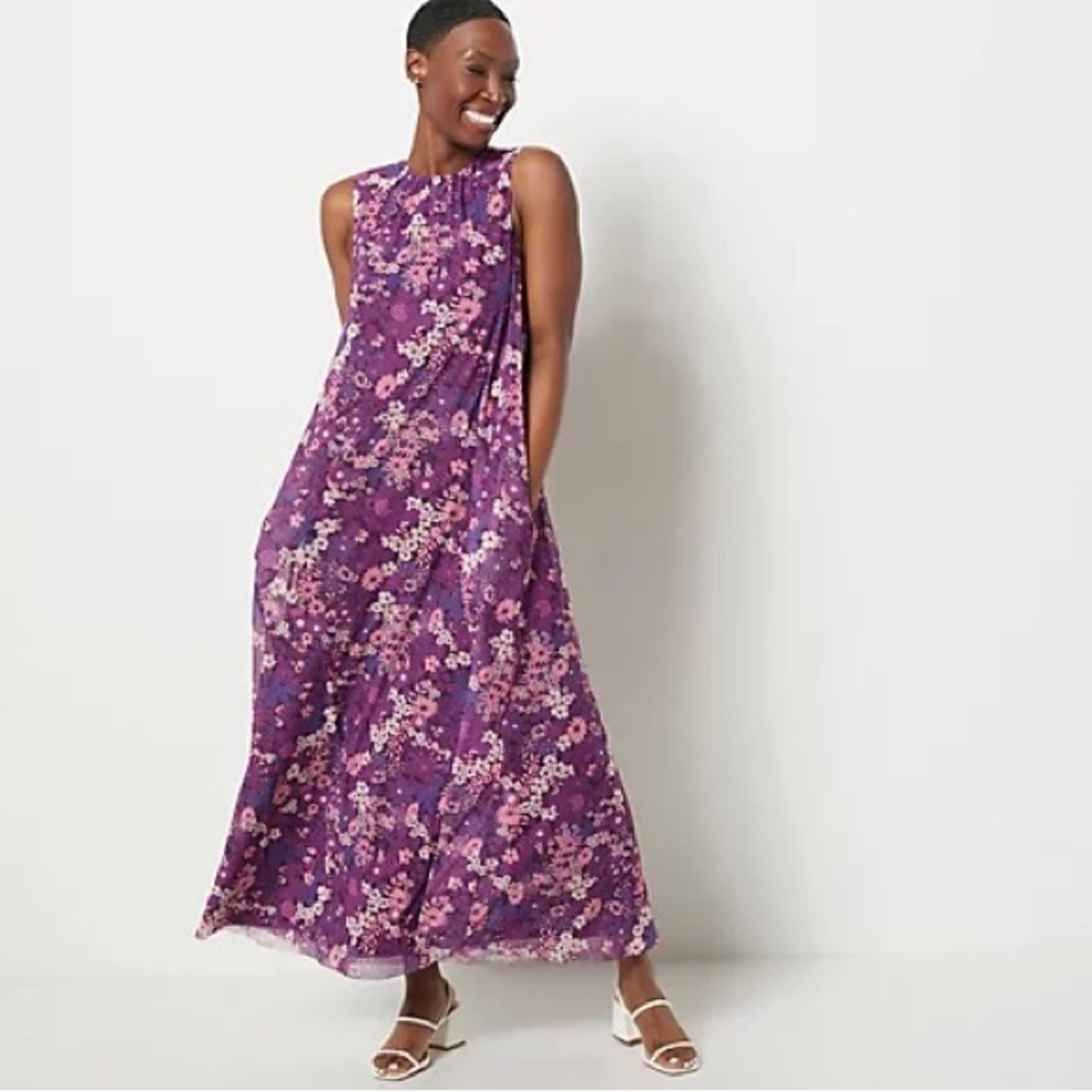 Girl With Curves maxi Dress Size Large Tall Beautiful Floral Print from QVC